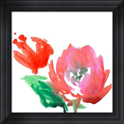 Framed Red Loose Blooms II Print