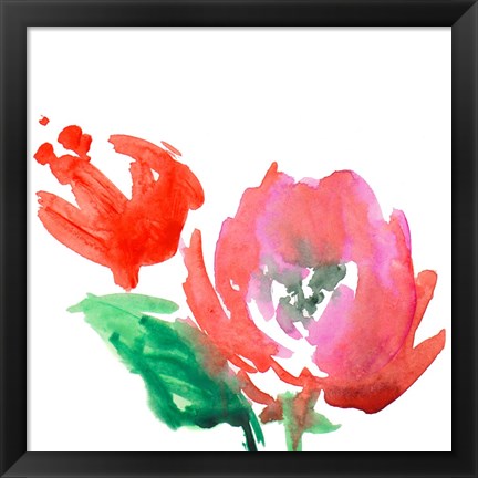 Framed Red Loose Blooms II Print