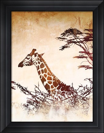 Framed Safari Giraffe I Print