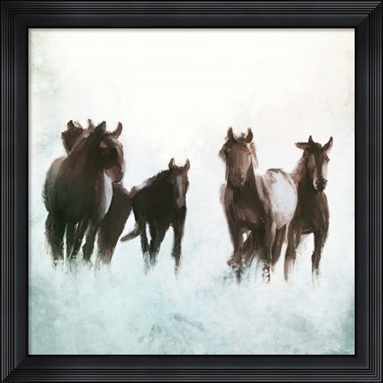 Framed Horses Running through the Surf Print