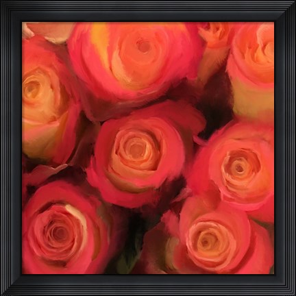Framed Peach Roses Print