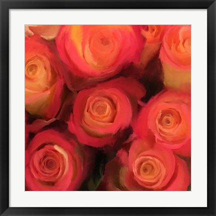 Framed Peach Roses Print