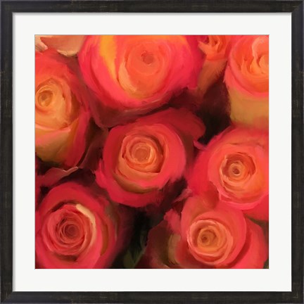 Framed Peach Roses Print