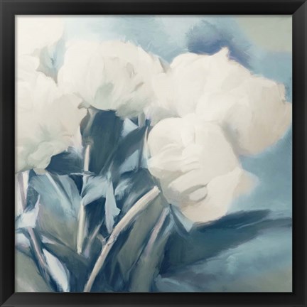 Framed White Roses I Print