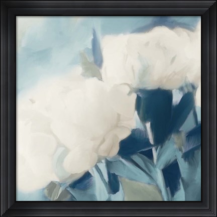 Framed White Roses II Print