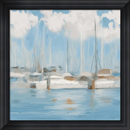 Framed Golf Harbor Boats I Print