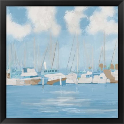 Framed Golf Harbor Boats II Print