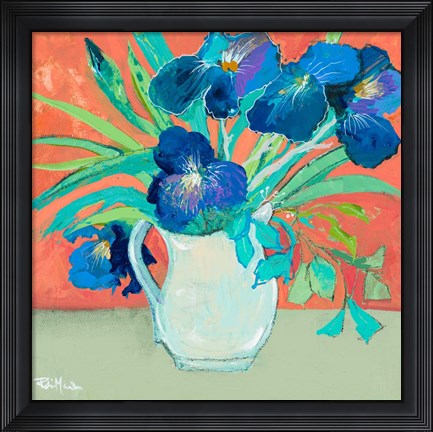 Framed Blue Springtime Vase Print