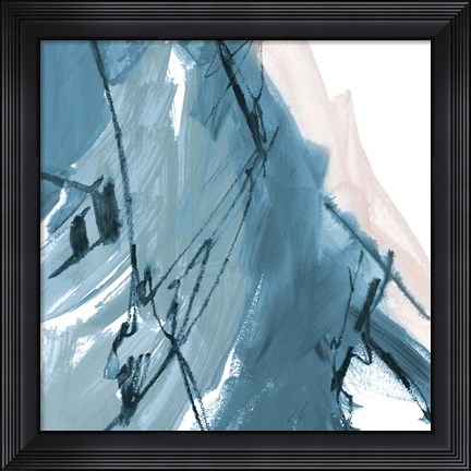 Framed Blue on White Abstract I Print