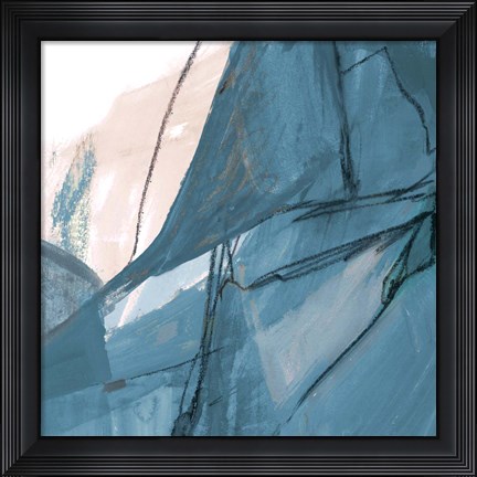 Framed Blue on White Abstract II Print