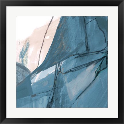 Framed Blue on White Abstract II Print