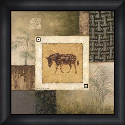 Framed Zebra Woodcut Print