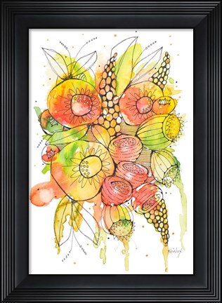 Framed Bursting Wildflowers II Print
