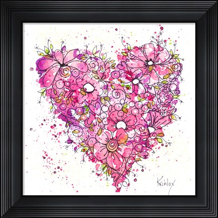 Framed Heart of Flowers Print