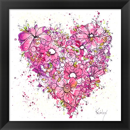 Framed Heart of Flowers Print