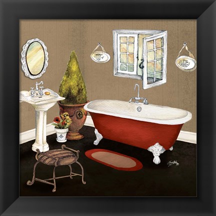 Framed Red Master Bath I Print