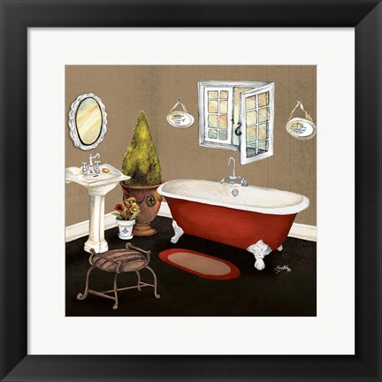 Framed Red Master Bath I Print