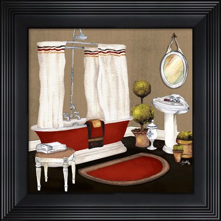 Framed Red Master Bath II Print