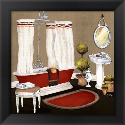 Framed Red Master Bath II Print