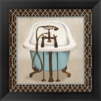 Framed Chic Lattice Bath I Print