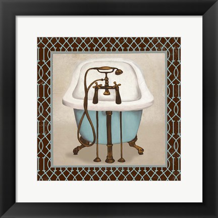 Framed Chic Lattice Bath I Print