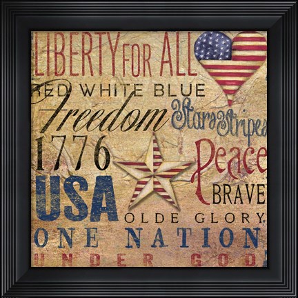 Framed America Typography I Print