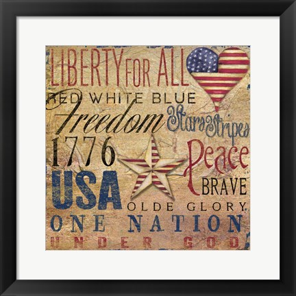 Framed America Typography I Print