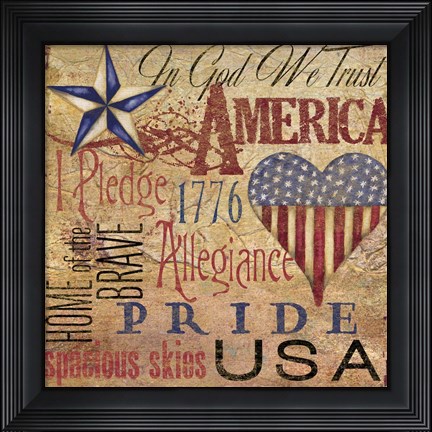 Framed America Typography II Print