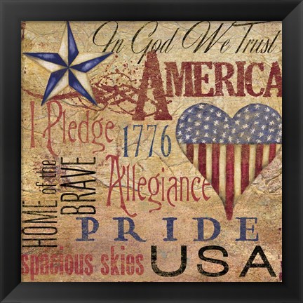 Framed America Typography II Print