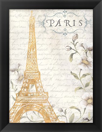 Framed Golden Paris I Print