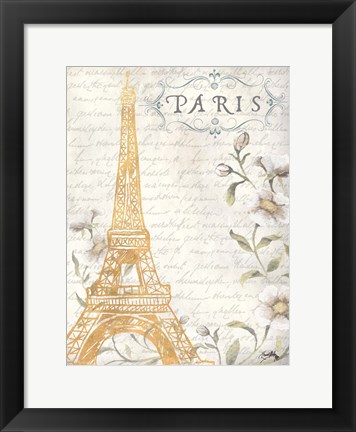 Framed Golden Paris I Print