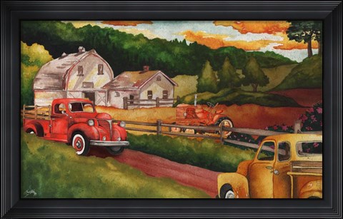 Framed Harvest Time on the Farm Print