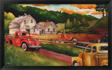 Framed Harvest Time on the Farm Print