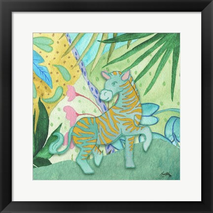 Framed Playful Zebra Print