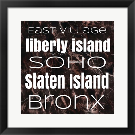Framed New York Boroughs I Print