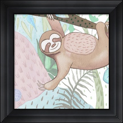 Framed Swinging Sloth Print