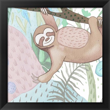 Framed Swinging Sloth Print