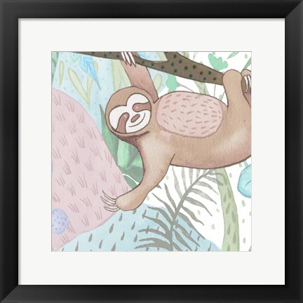 Framed Swinging Sloth Print