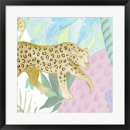 Framed Playful Cheetah in Yellow Print