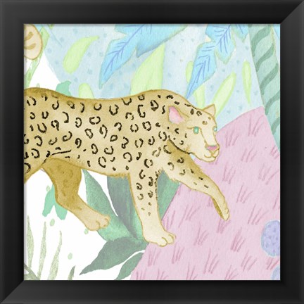 Framed Playful Cheetah in Yellow Print