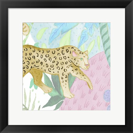 Framed Playful Cheetah in Yellow Print