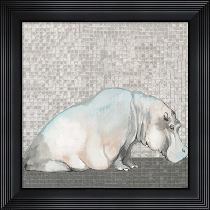 Framed Introspective Hippo Print