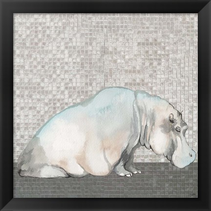 Framed Introspective Hippo Print