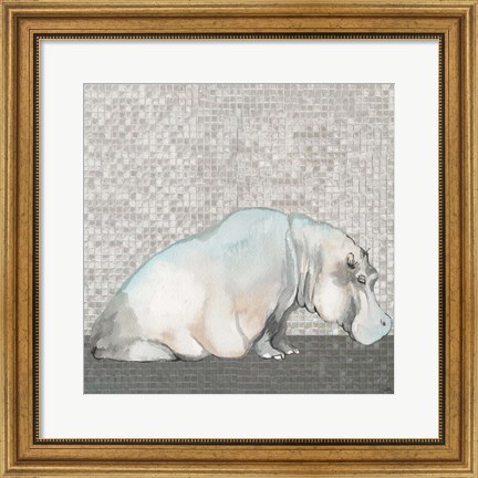 Framed Introspective Hippo Print