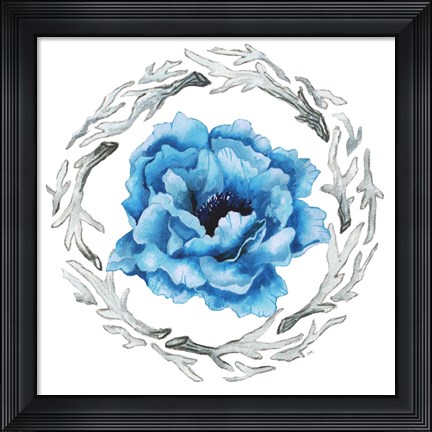 Framed Blue Flower I Print