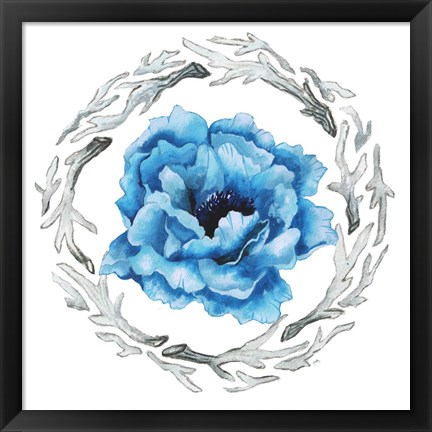 Framed Blue Flower I Print