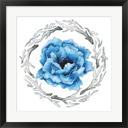 Framed Blue Flower I Print
