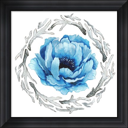 Framed Blue Flower II Print