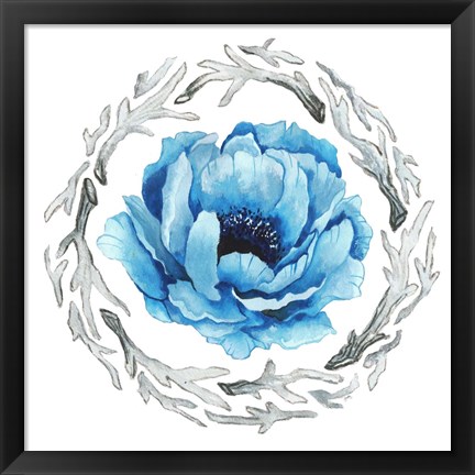 Framed Blue Flower II Print