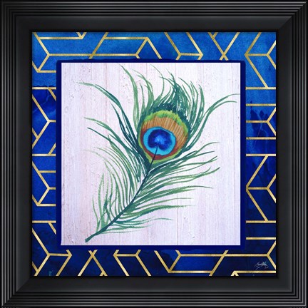 Framed Peacock Feather I Print